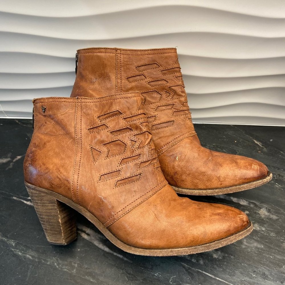 TRASK British Tan Cut out Ankle Boots/Booties 10 M